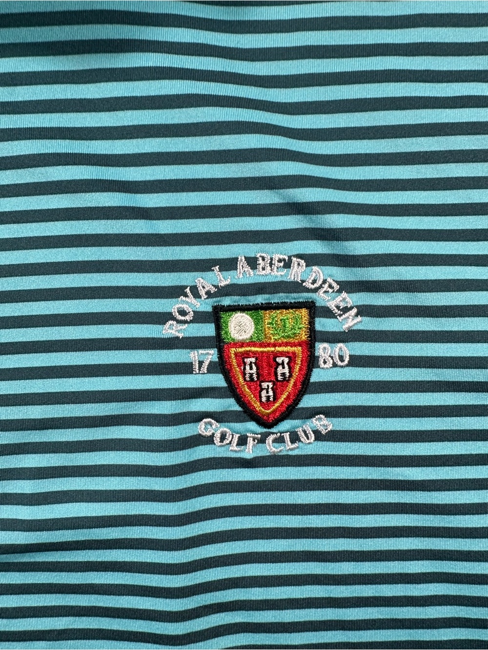 Men's Peter Millar, Royal Aberdeen Golf Club Blue Striped Polo Shirt, XL - Picture 3 of 6